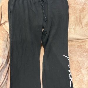 PINK Victoria's Secret Black Joggers with White Logo